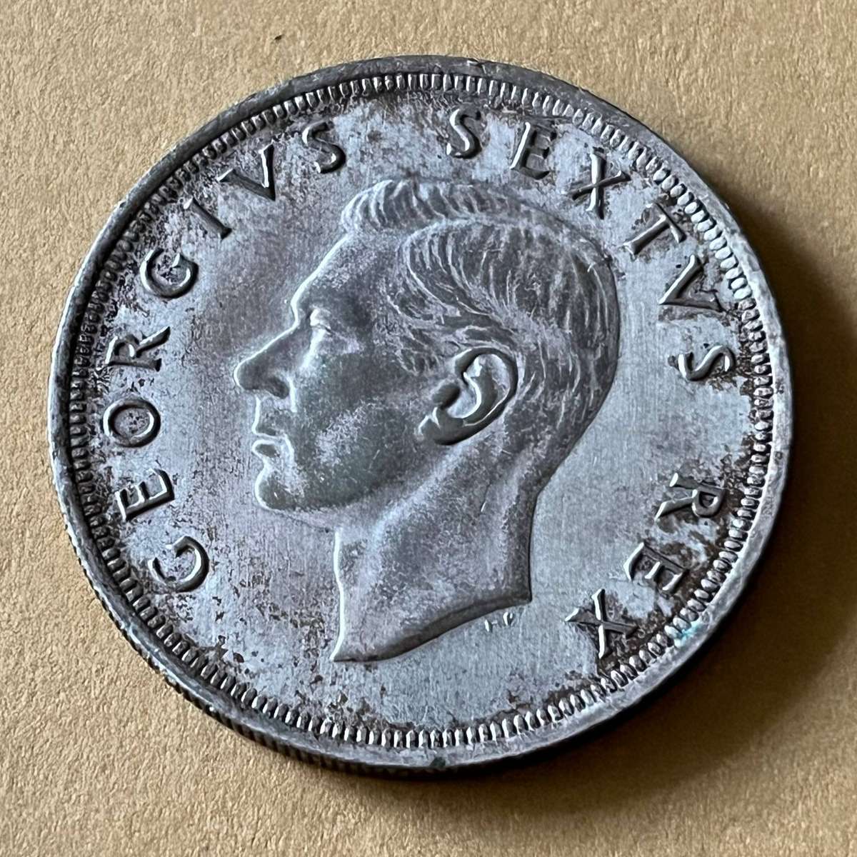 1952 South Africa Silver 5 Shillings  Van Riebeeck Tercentenary  Circulated