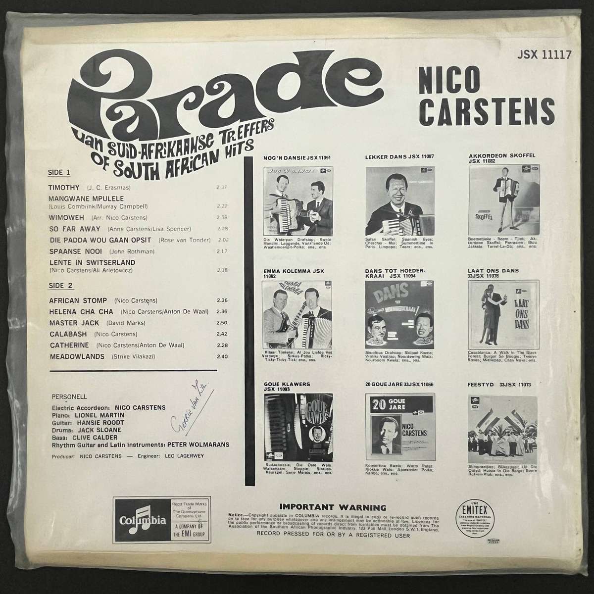 Parade van Suid - Afrikaanse treffers - Nico Carstens  | LP Vinyl