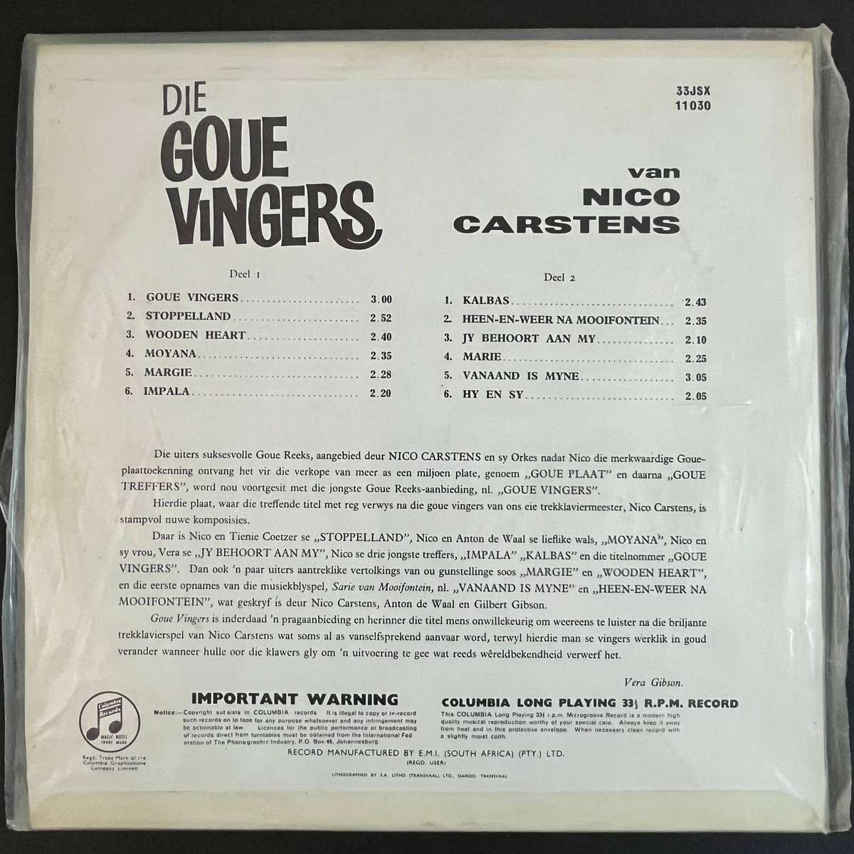 Die Goue Vingers - Nico Carstens | LP Vinyl