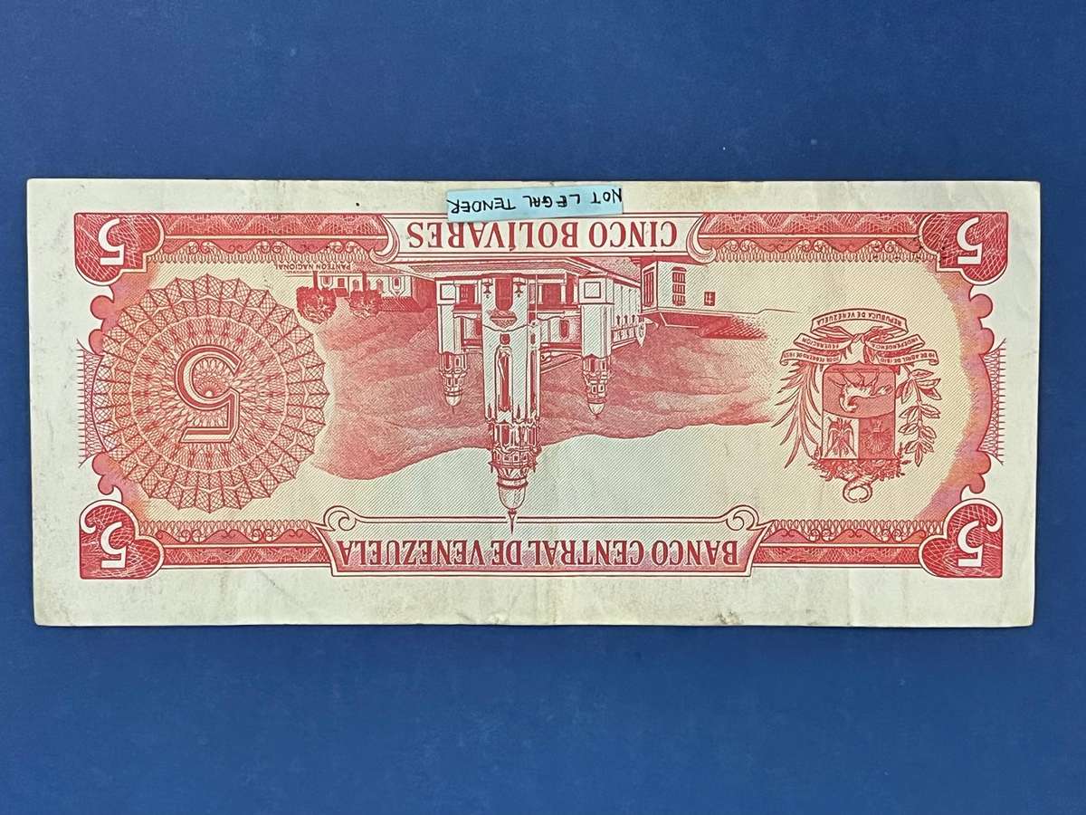  Venezuela 5 Bolivares Banknote Note