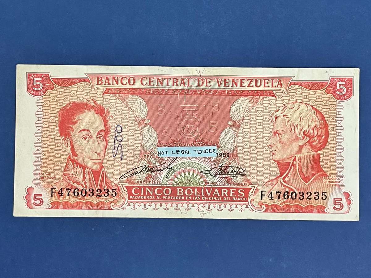  Venezuela 5 Bolivares Banknote Note