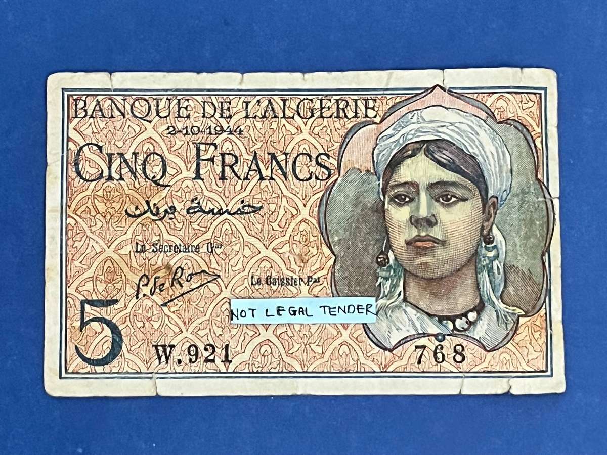 Banque de lAlgérie  5 Francs Banknote