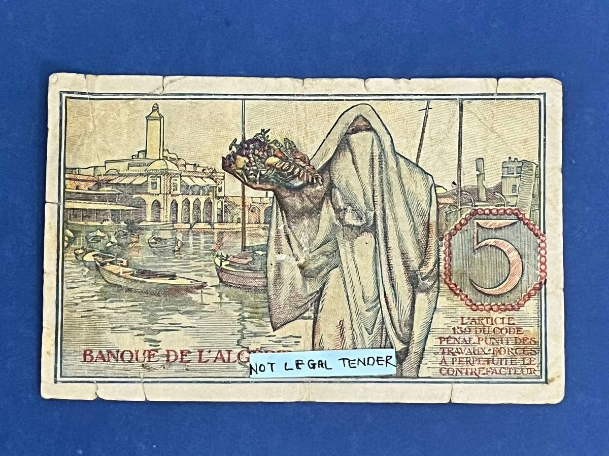 Banque de lAlgérie  5 Francs Banknote