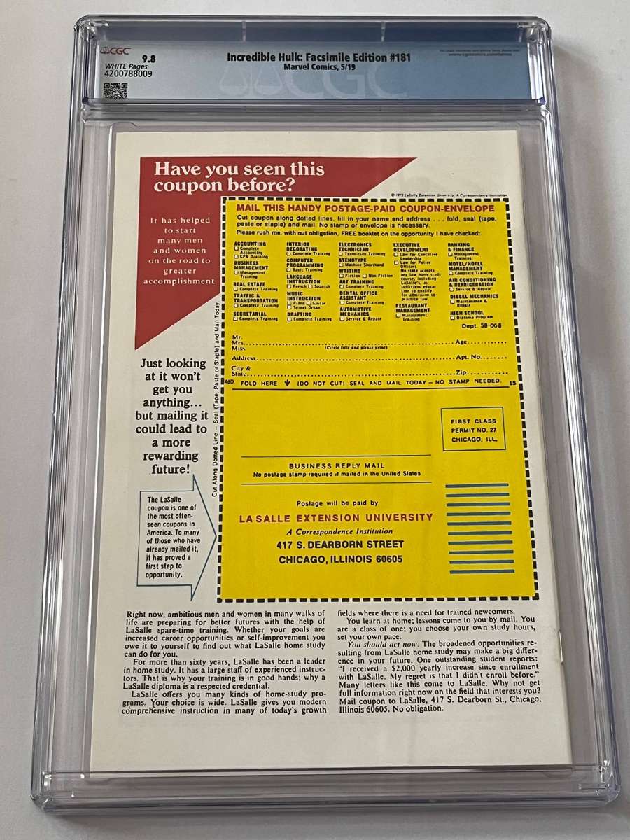  Incredible Hulk #181 (Facsimile) | CGC 9.8 | Wolverine vs Hulk | Legendary Cover