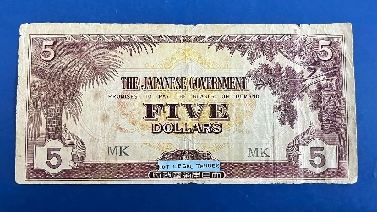 Japanese Government  Five Dollars Occupation Banknote