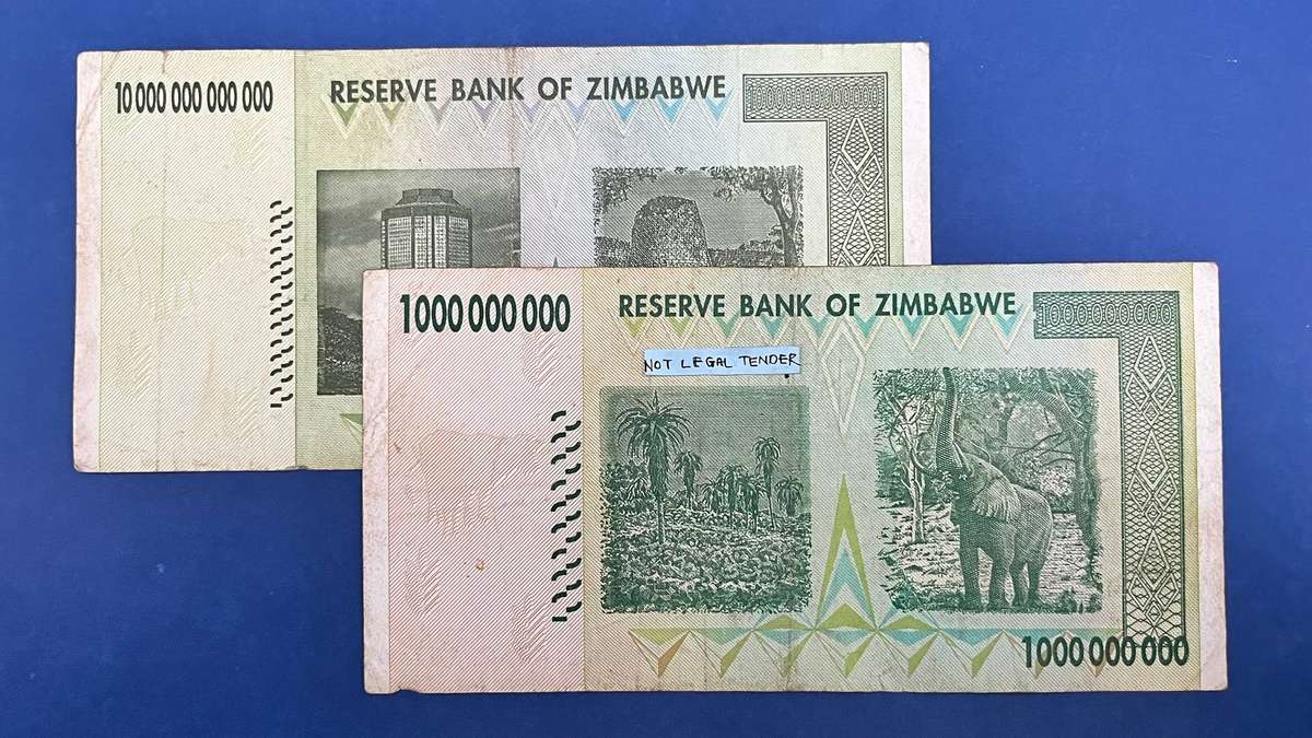 Zimbabwe Hyperinflation Banknote Set (1 Billion + 10 Trillion Dollars)
