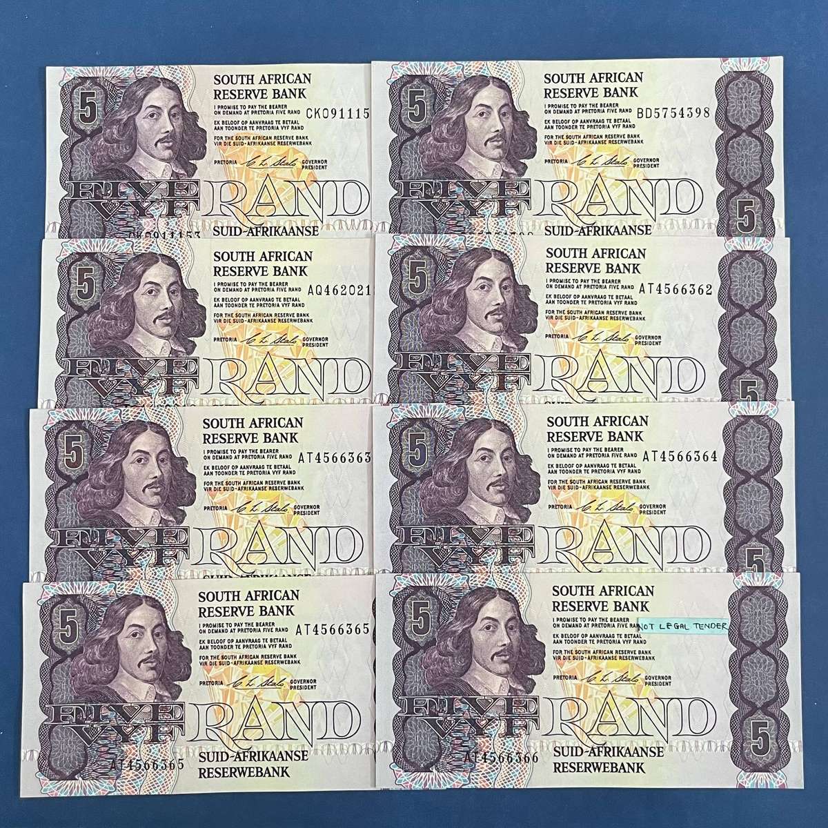 South Africa 5 Rand Banknote Lot (8 Notes) CL Stals