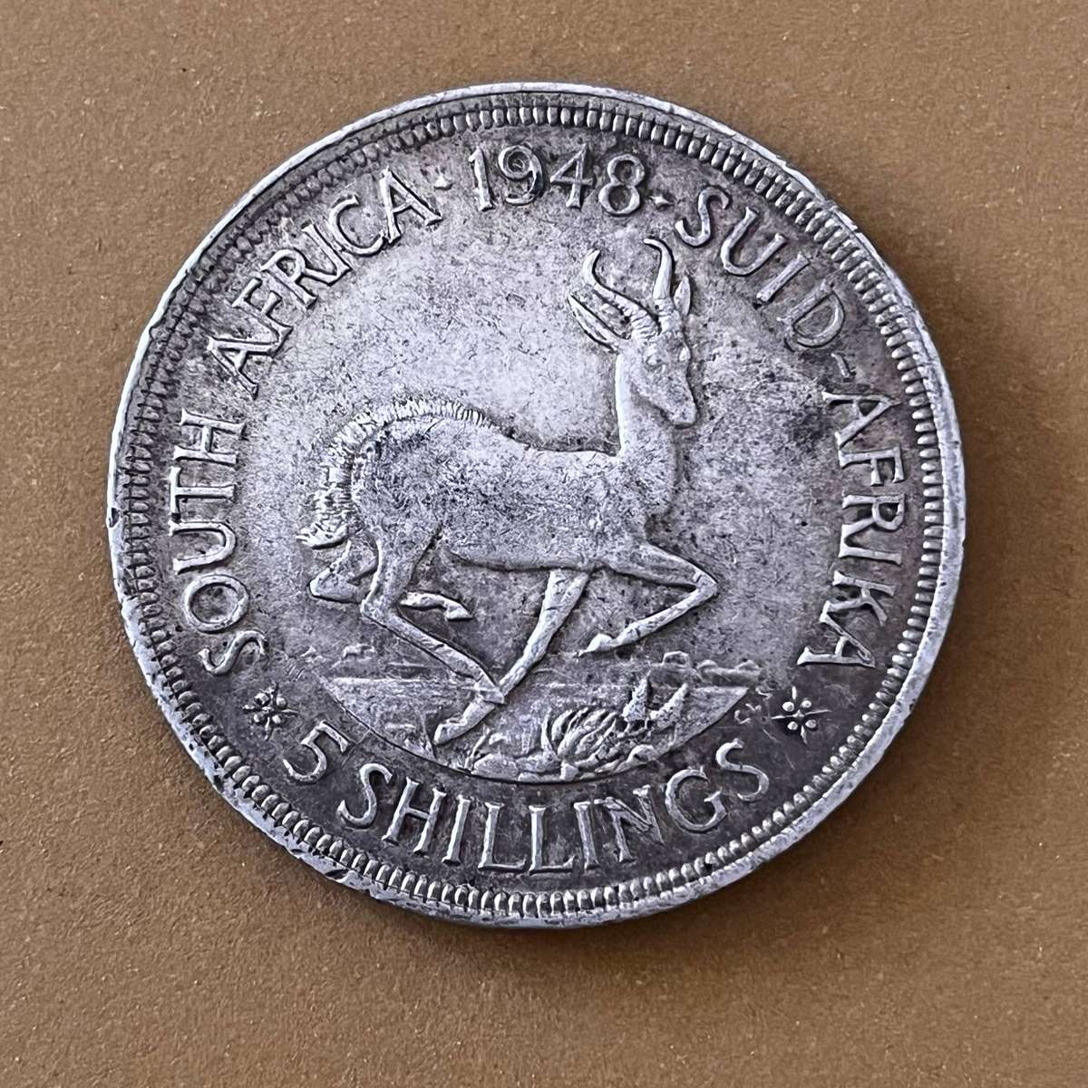  1948 South Africa 5 Shillings  George VI Silver Crown