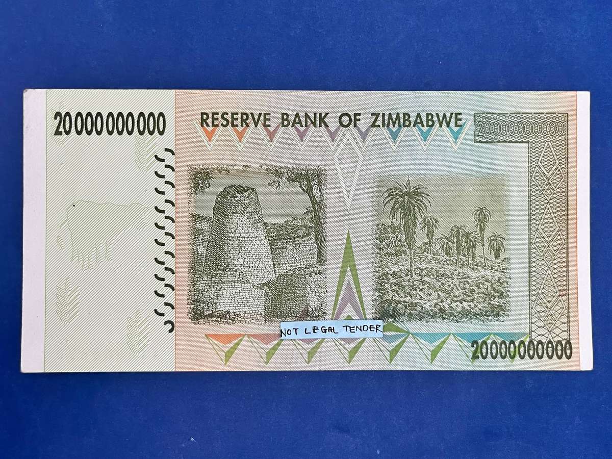 Reserve Bank of Zimbabwe  20 Billion Dollars Hyperinflation Banknote