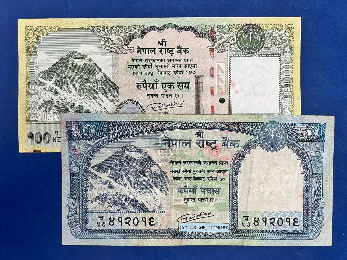Nepal Rastra Bank  100 Rupees & 50 Rupees Banknote Pair