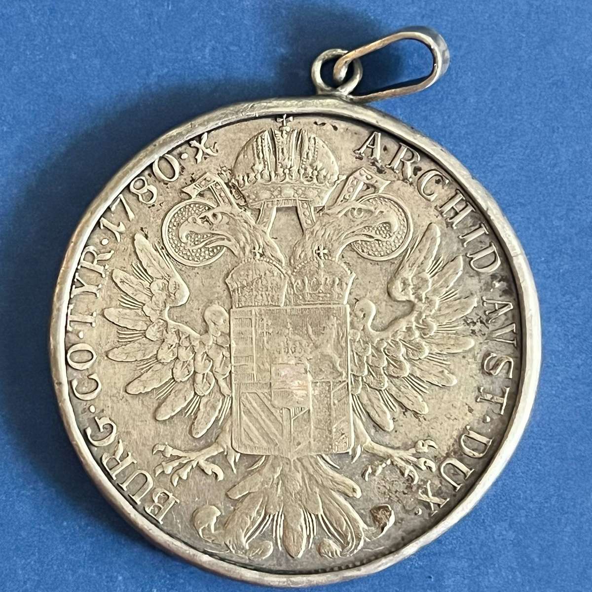  Austrian Empire Maria Theresa 1780 Thaler Pendant .833 Silver