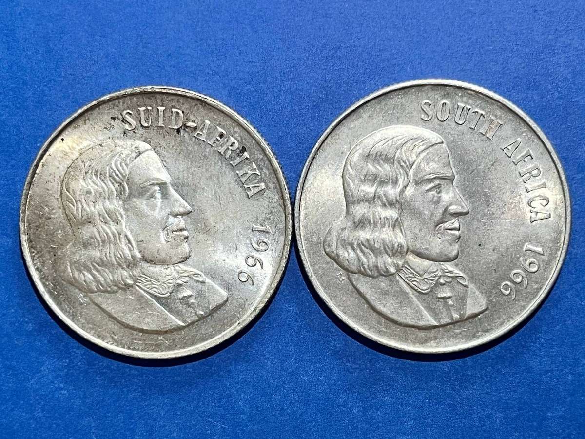  RSA 1966 Jan van Riebeeck 1 Rand x2 .800 Silver Lot