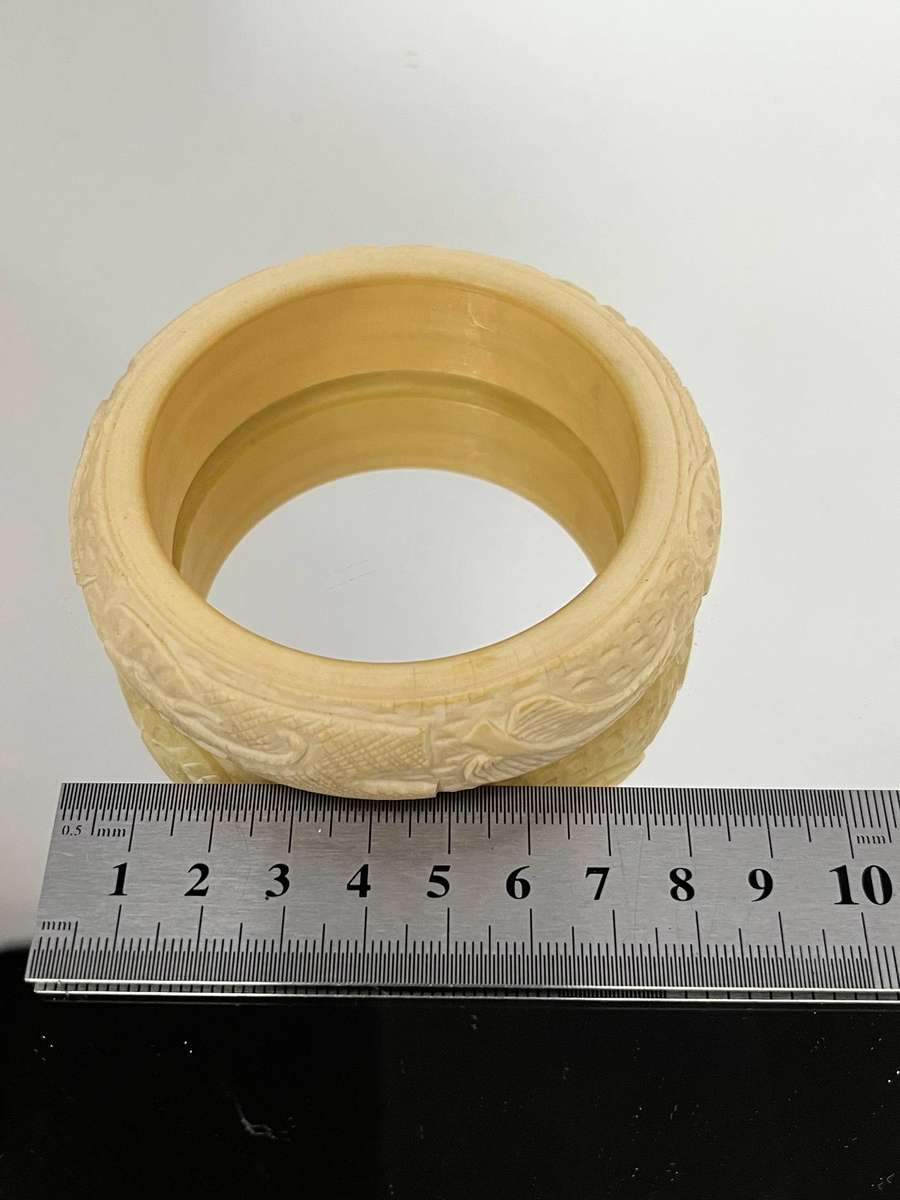 Vintage Carved Decorative Bangle Bracelet | Floral Pattern Statement Piece