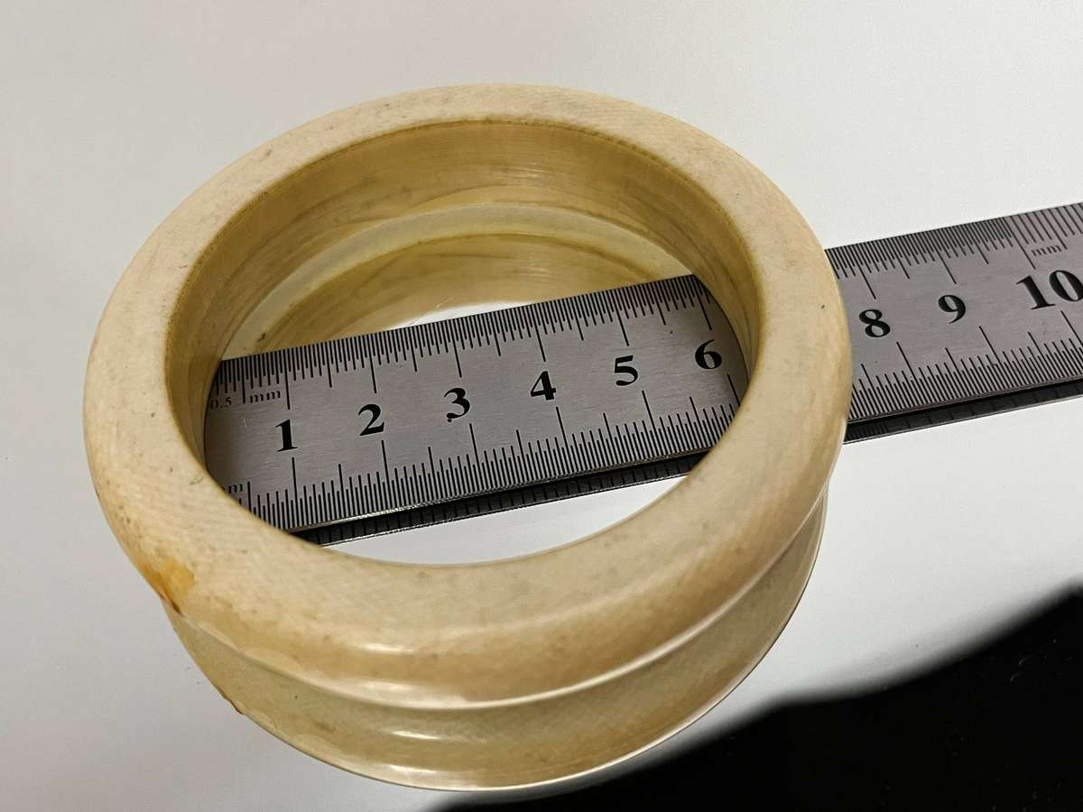 Vintage Smooth Decorative Bangle Bracelet | Cream Tone Statement Piece
