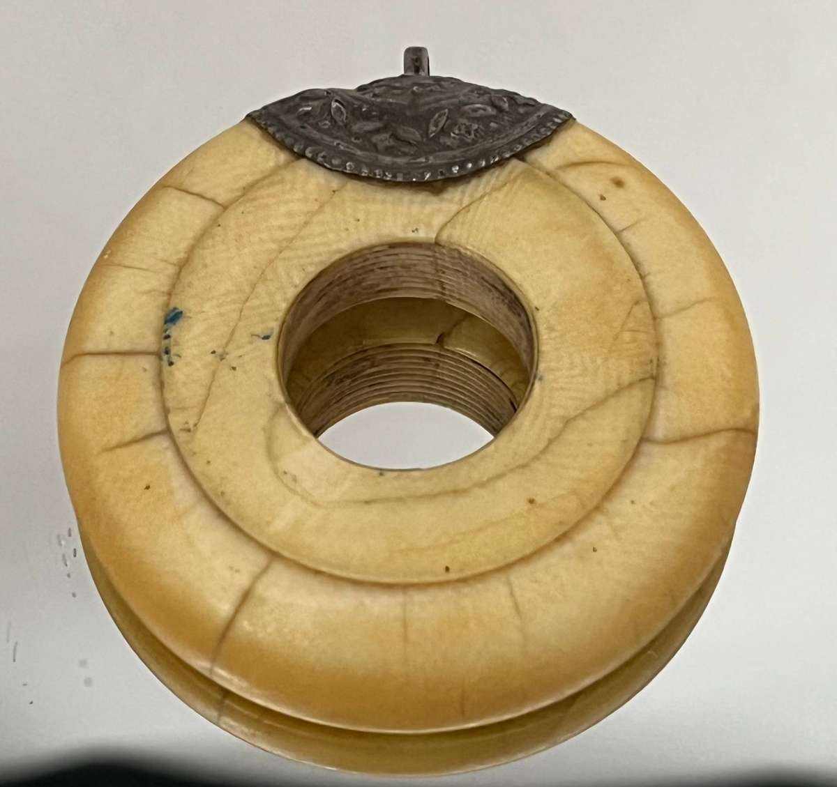  Vintage Circular Carved Cream Tone Pendant / Ornamental Piece