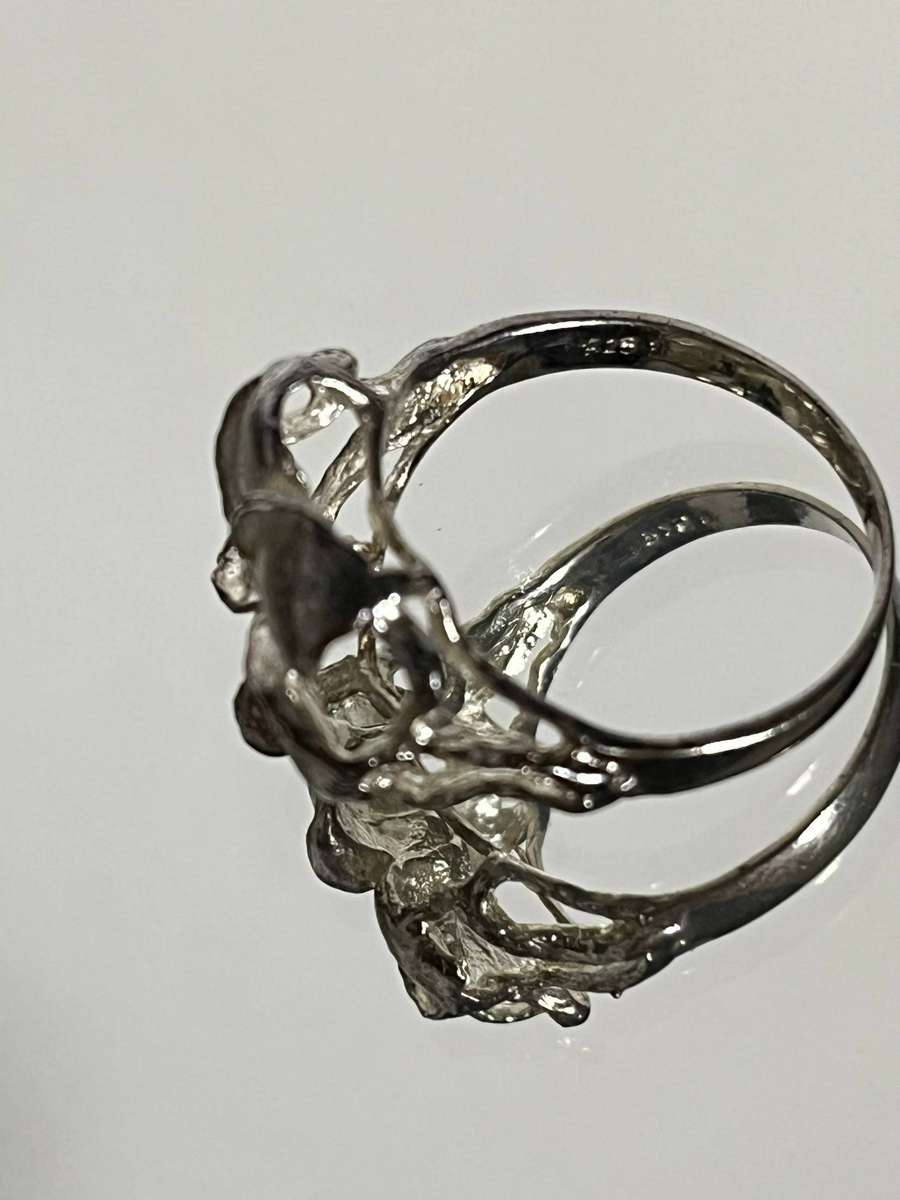  Abstract Sterling Silver Ring  4.2g  Size 9 / 20mm