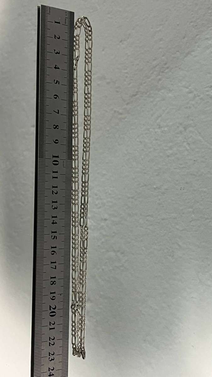  Sterling Silver Figaro Chain Necklace  5.4g  925 Italy  No Clasp