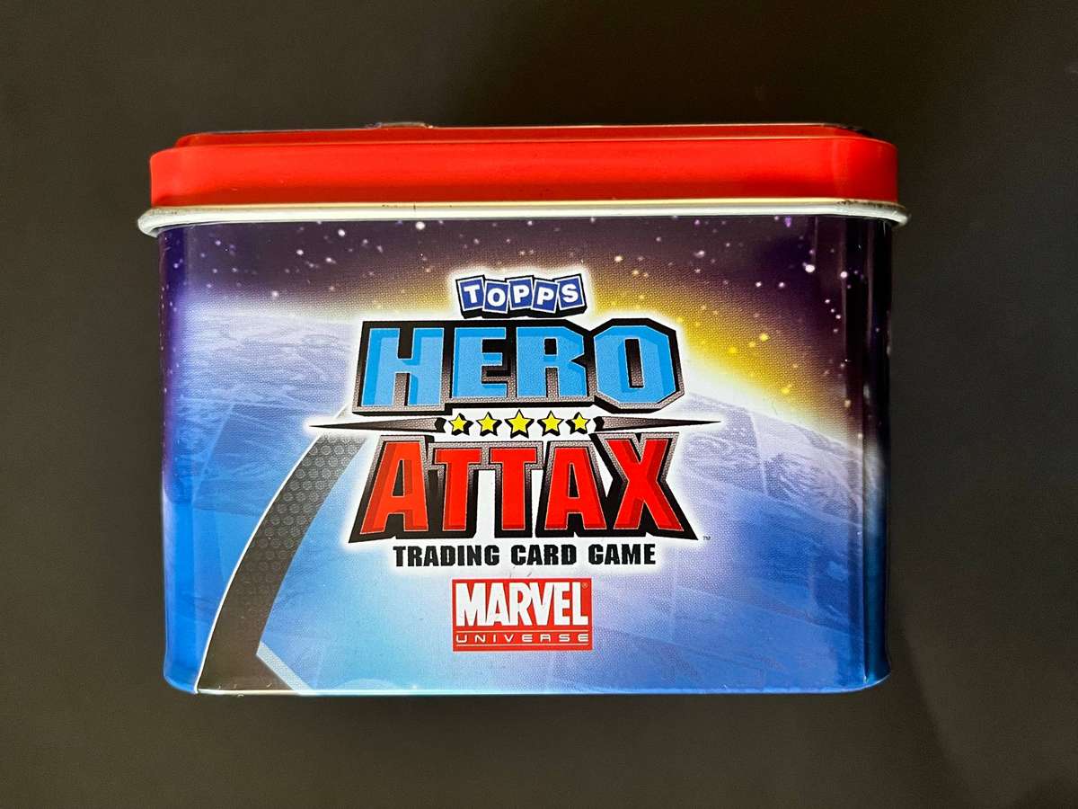  Marvel Hero Attax Trading Card Game  Collector Tin Set with Cards & Play Mats