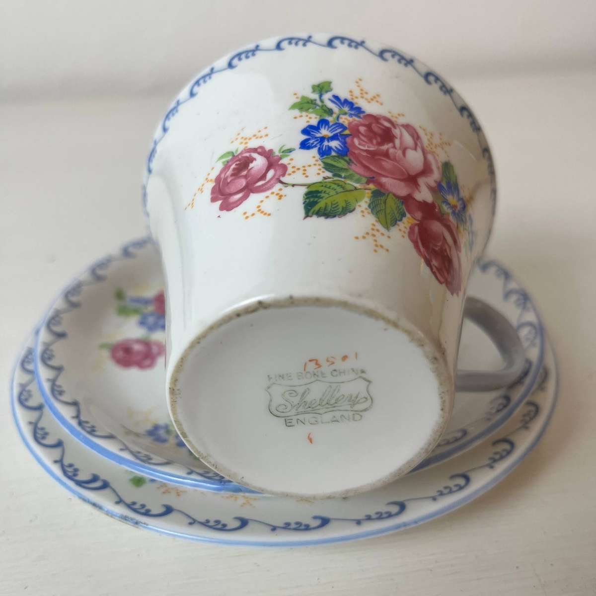  Shelley England Fine Bone China Trio Set  Cup, Saucer & Side Plate