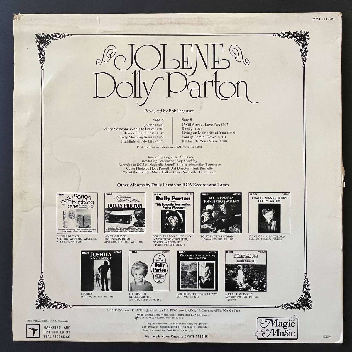 Jolene - Dolly Parton (I will Always Love You) | Vinyl LP