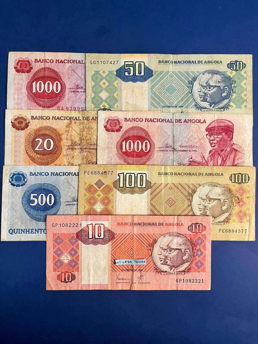 Banknote Collection  7 Different Notes  Banco Nacional de Angola