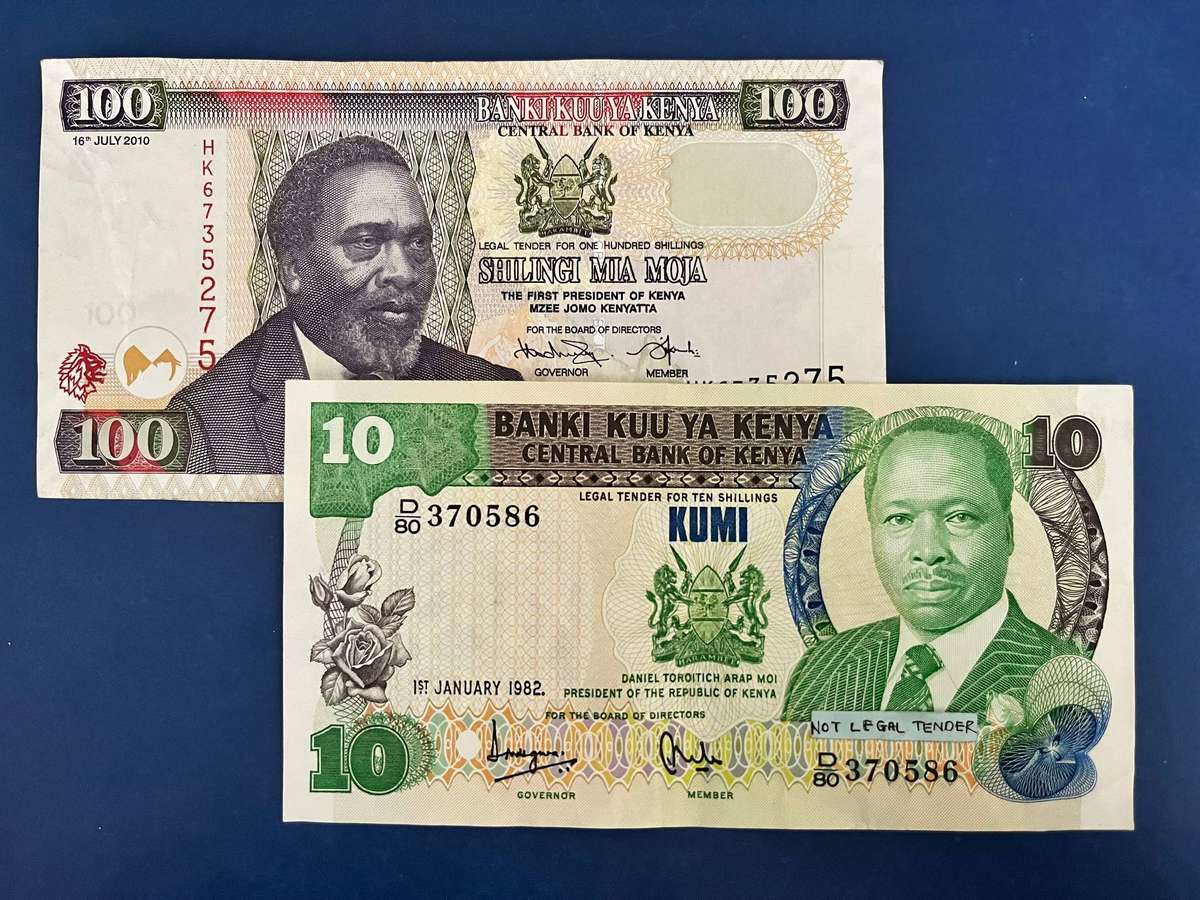 Kenya Shillings Banknote Pair 10 & 100 Shillings
