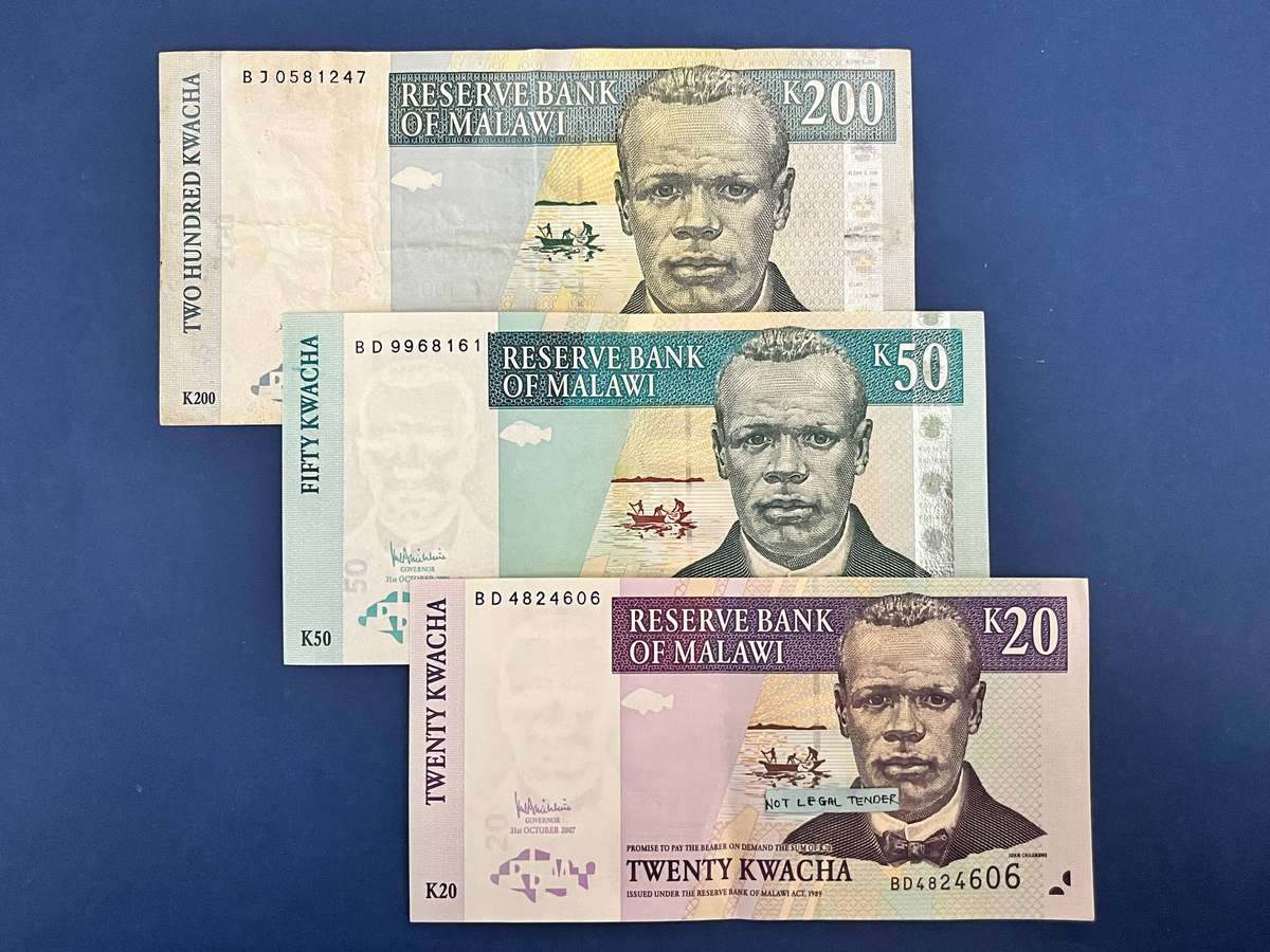 Malawi Kwacha Banknote Set 20, 50 & 200 Kwacha
