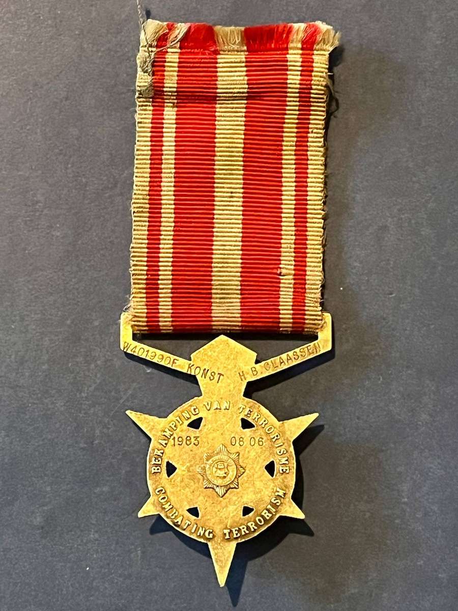  SAPS Combatting Terrorism Silver Medal to Constable H.P. Claassen