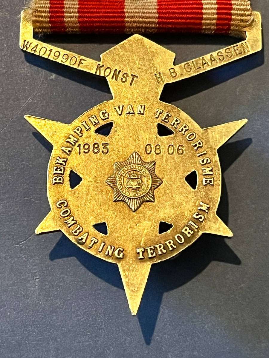  SAPS Combatting Terrorism Silver Medal to Constable H.P. Claassen