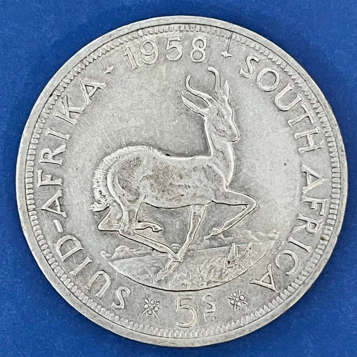  Union of SA 1958 5 Shillings Crown .500 Silver