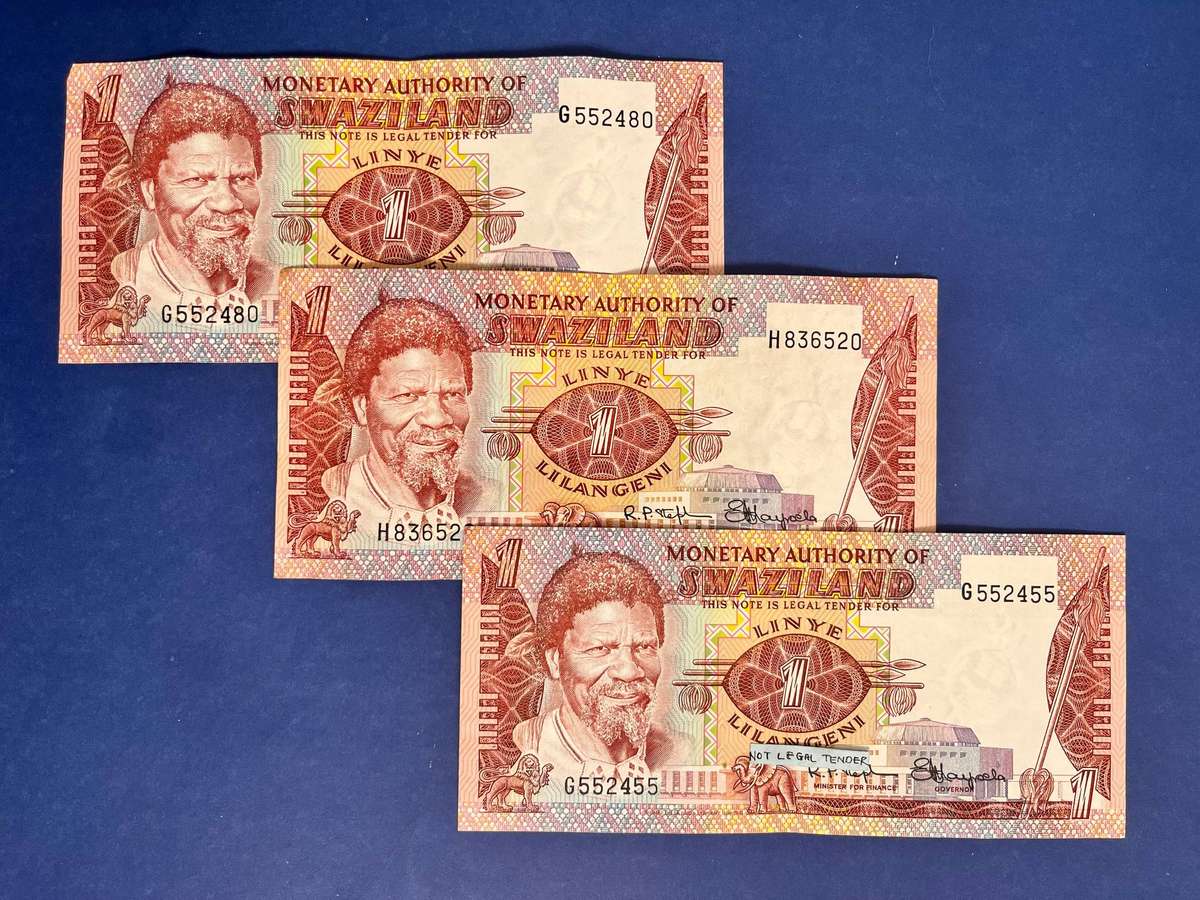 Eswatini 1 Lilangeni Banknote Lot of 3 Notes