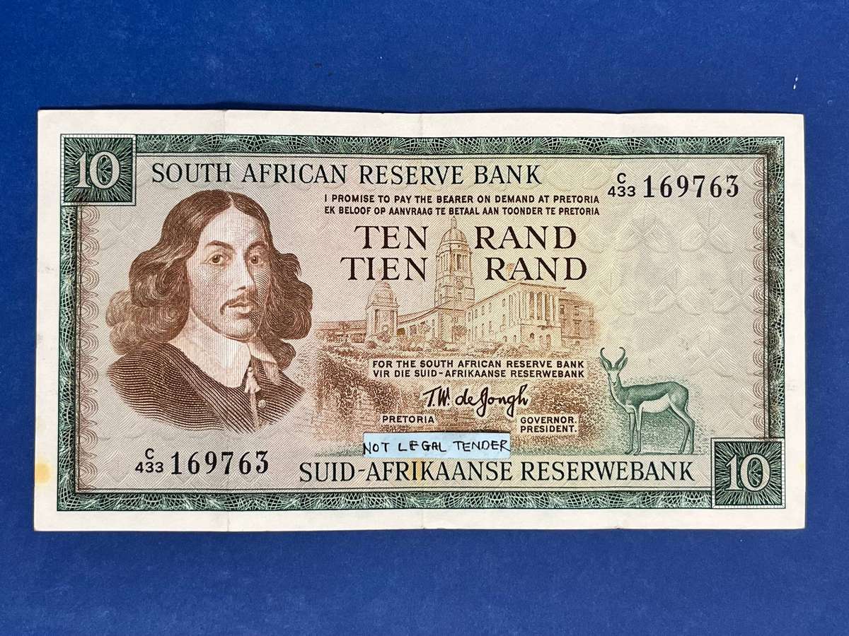 South African Reserve Bank 10 Rand Banknote  T.W. de Jongh