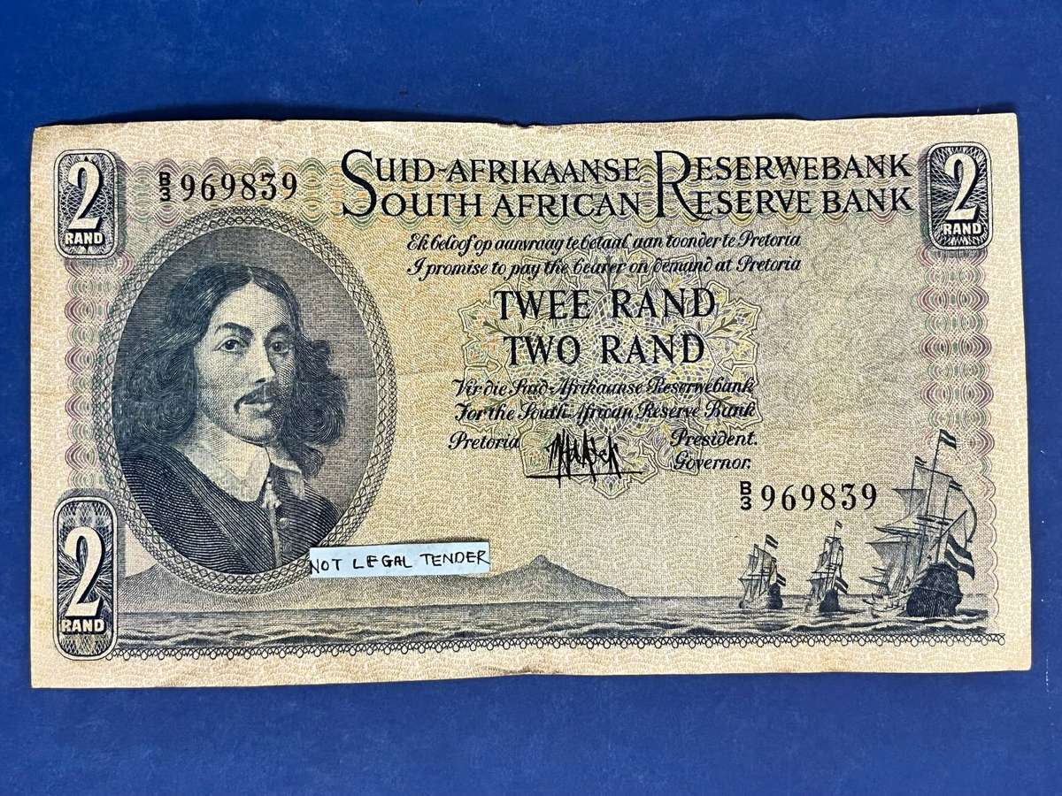South African Reserve Bank 2 Rand Banknote  M.H. de Kock