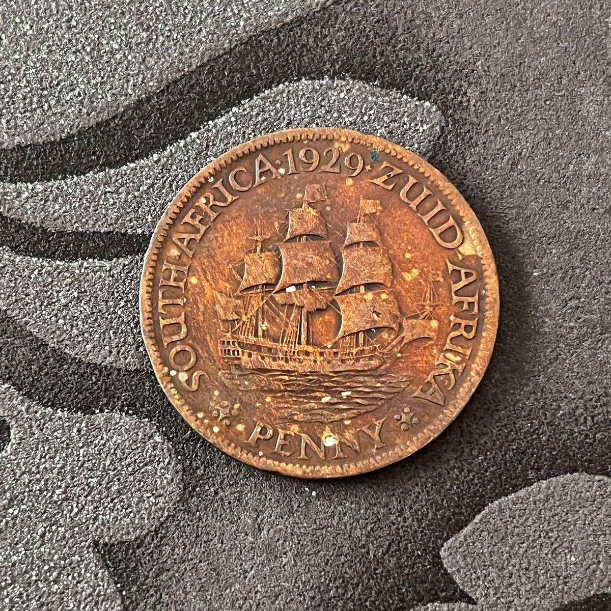 Zuid Afrika 1 Penny 1929  George V  Bronze Coin