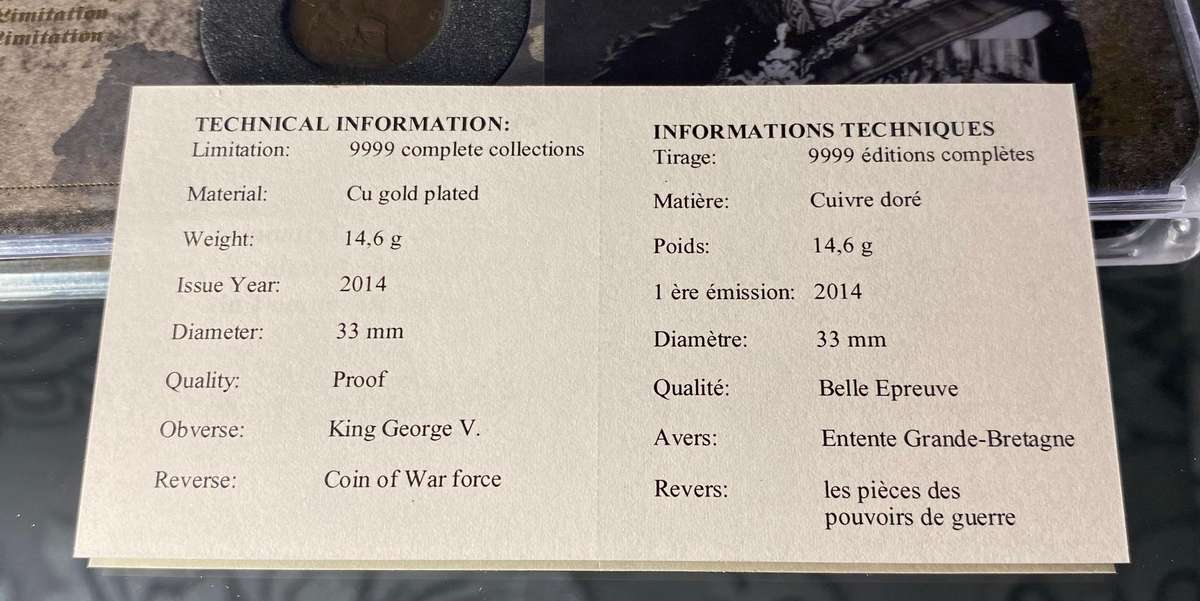 King George V & Coin of the War Force  Proof Collectors Coin (2014)