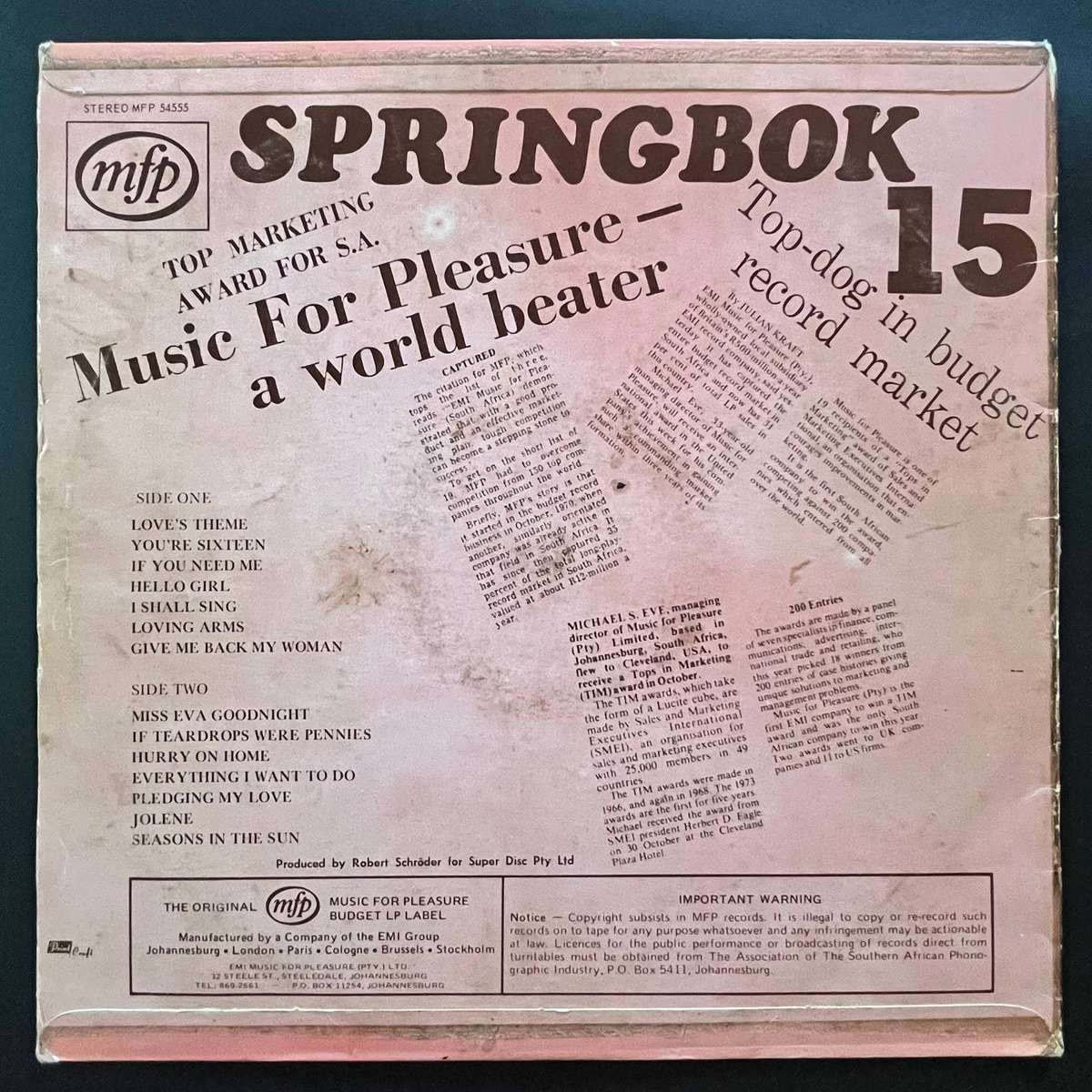 Springbok Hit Parade 15 | Vinyl LP