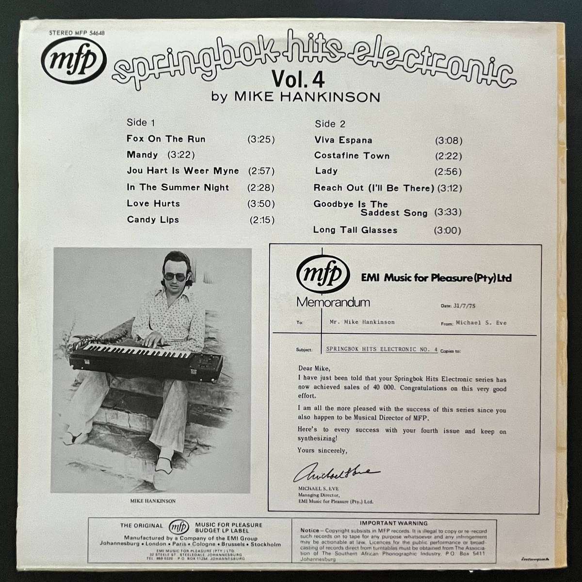 Springbok Hits Electronic Vol 4  | Vinyl LP