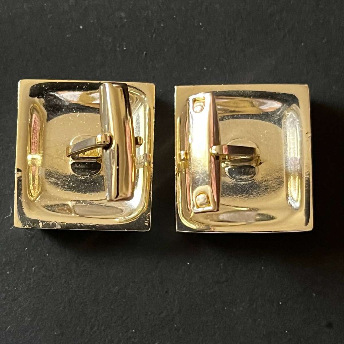 Vintage Rectangular Silver-Tone Cufflinks  Textured Face