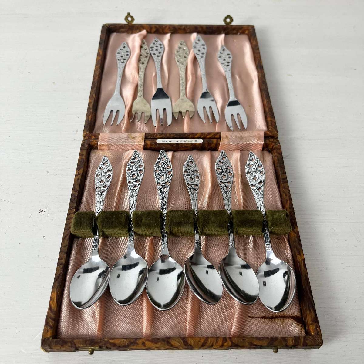  Vintage EPNS Tea Spoon & Pastry Fork Set 12 Piece Made in England