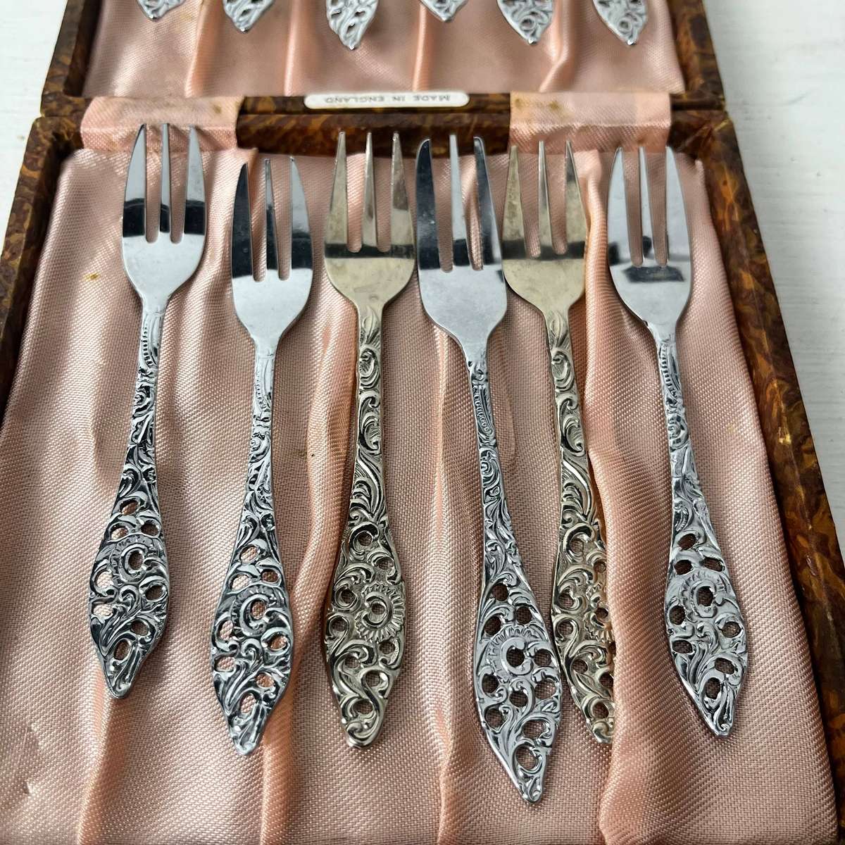  Vintage EPNS Tea Spoon & Pastry Fork Set 12 Piece Made in England