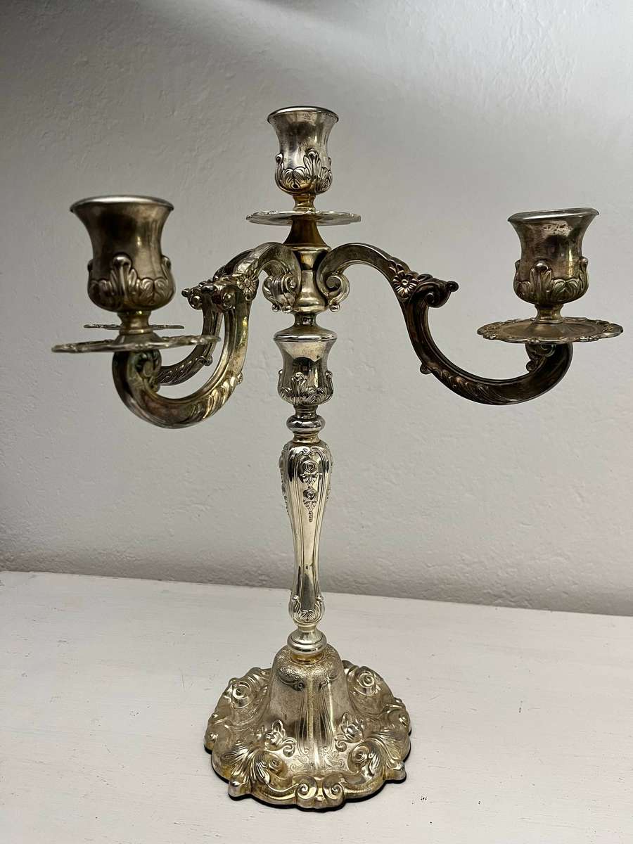  Ornate Silver Plated 5-Light Candelabra 47cm Tall Decorative Centrepiece