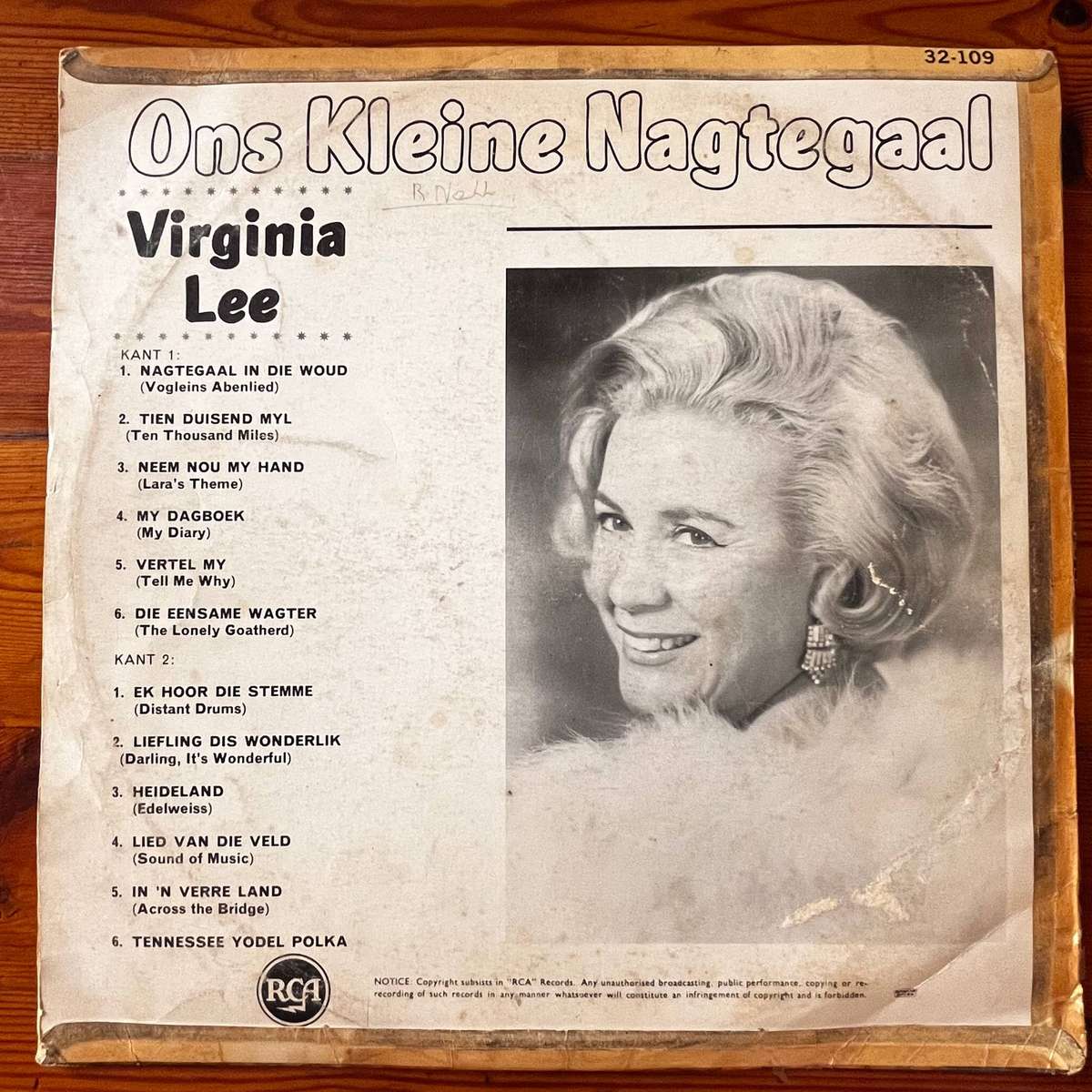 Virginia Lee - Ons Kleine Nagtergaal   | Vinyl LP