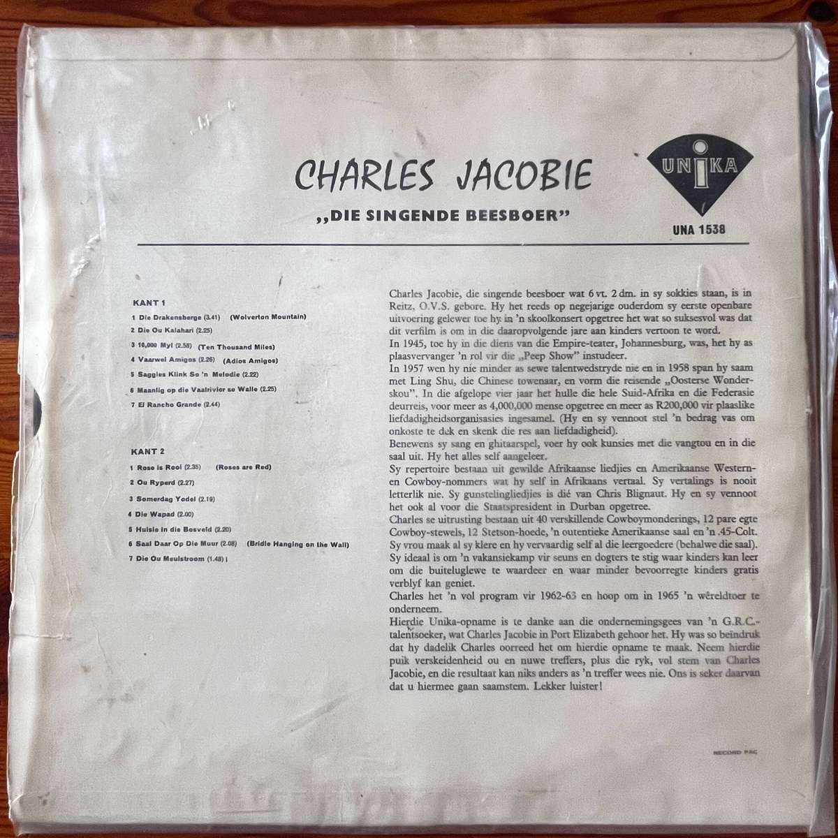 Charles Jacobie Die Singende Beesboer  | Vinyl LP
