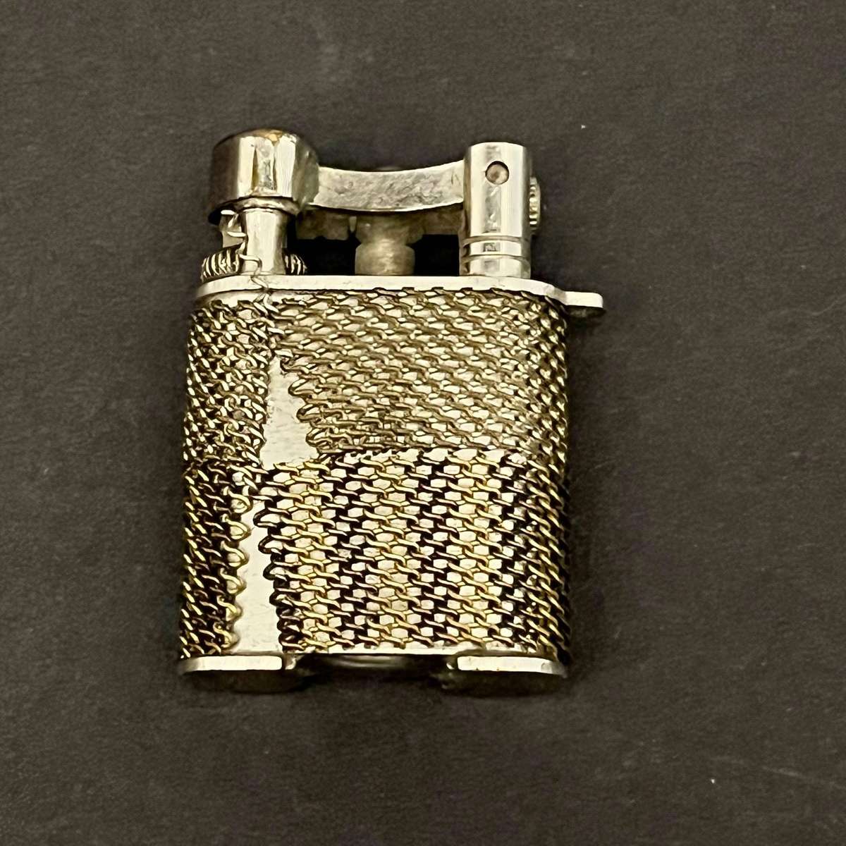  Vintage Petrol Table Lighter Engine-Turned Metal Finish Pocket Size 5cm