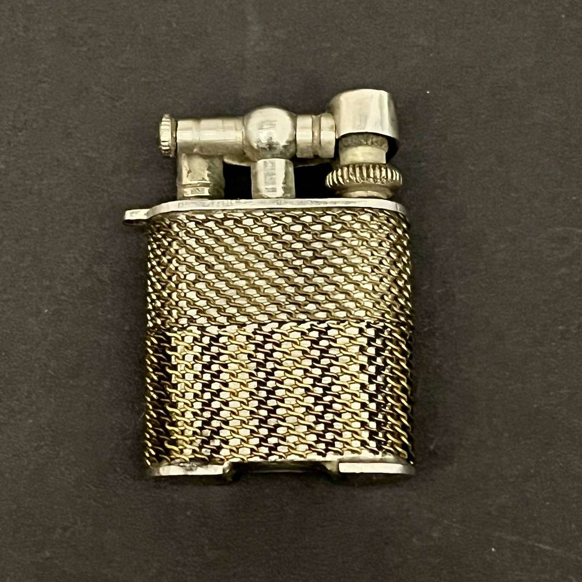  Vintage Petrol Table Lighter Engine-Turned Metal Finish Pocket Size 5cm
