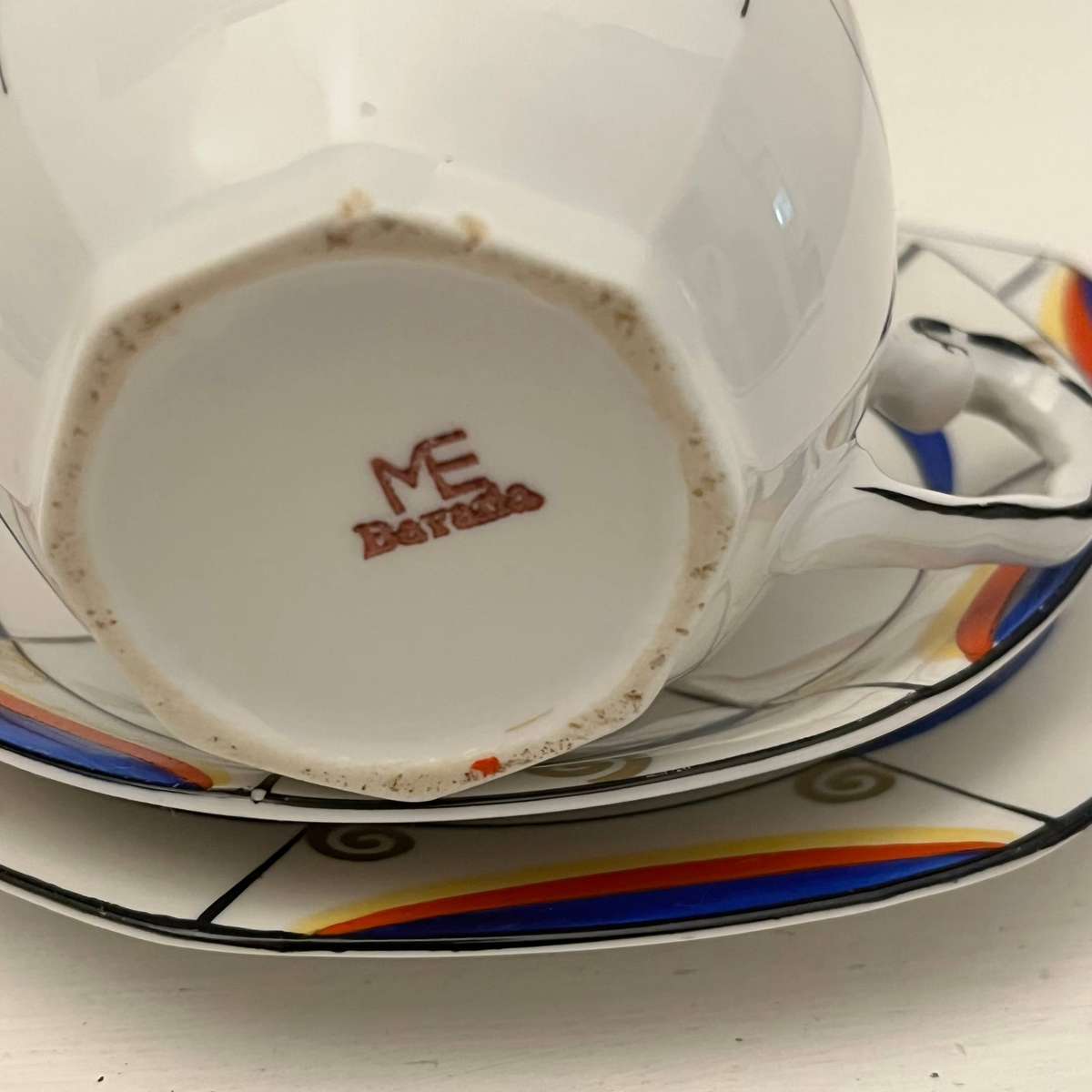 ME Bavaria Art Deco Trio Set  Cup, Saucer & Side Plate