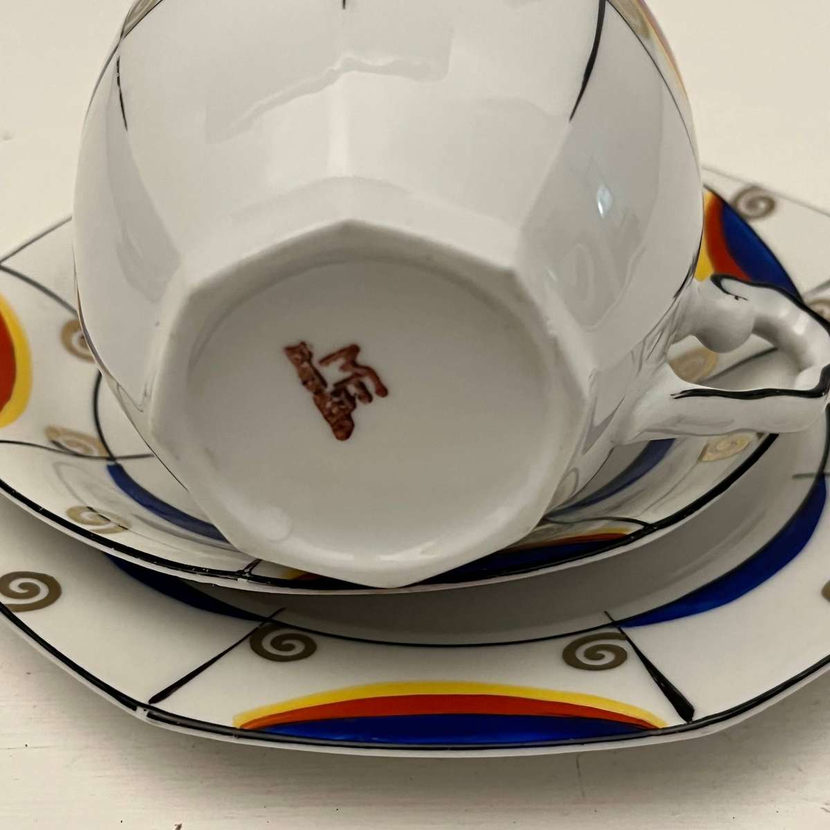 ME Bavaria Art Deco Trio Set  Cup, Saucer & Side Plate