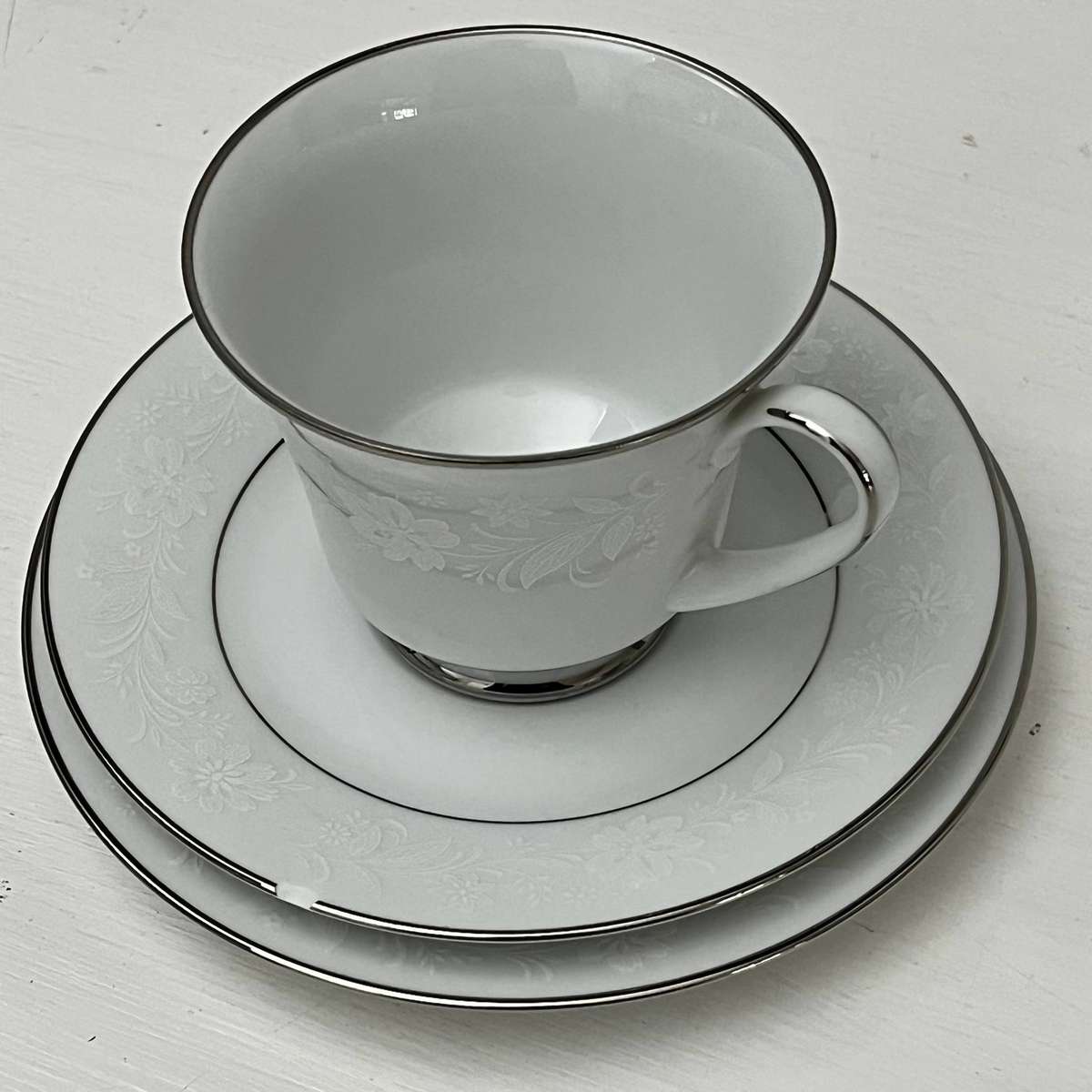  Noritake Ranier 6909 Tea Trio Cup Saucer Side Plate Japan (chipped)