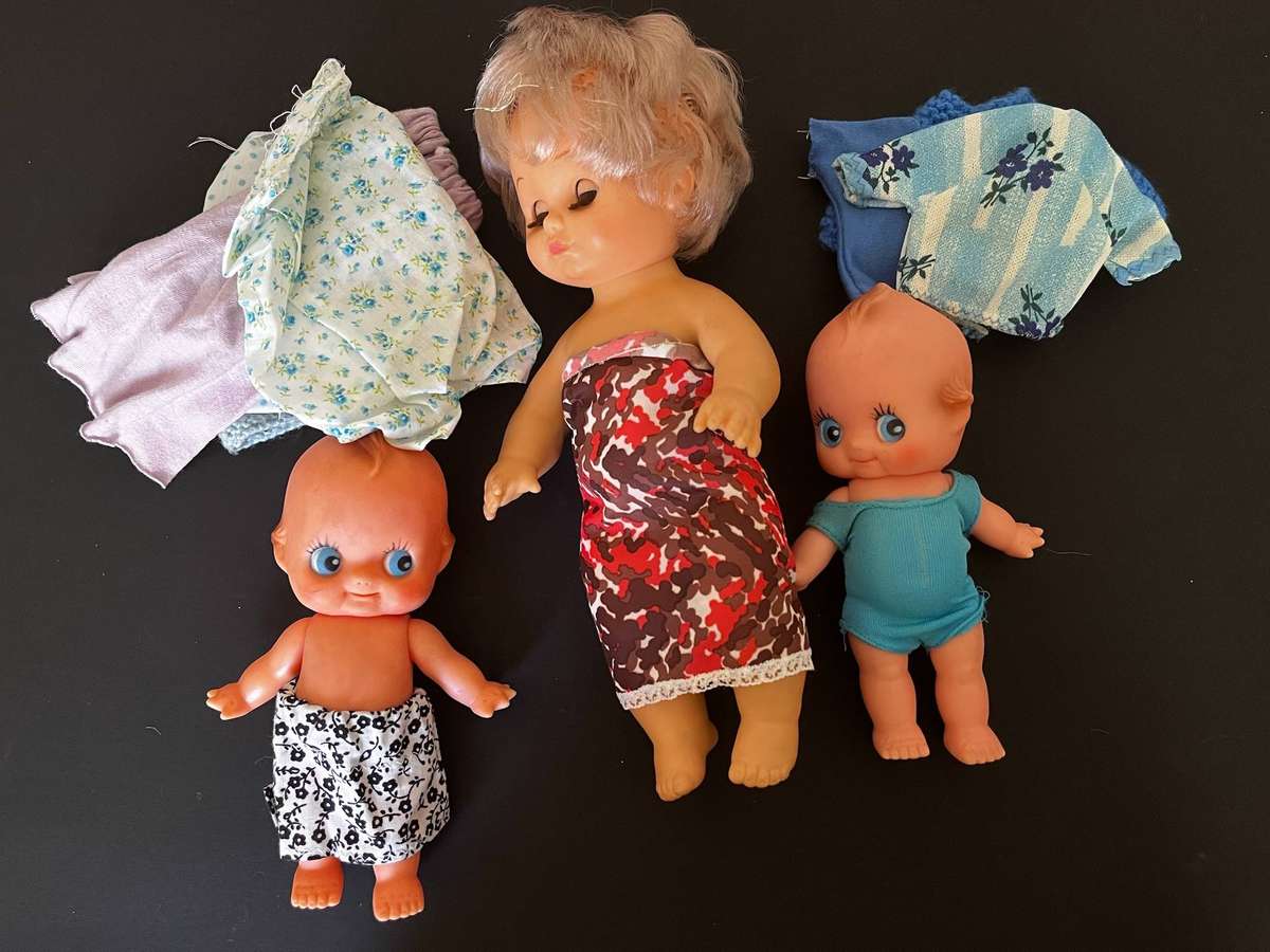  Vintage Doll Lot  3 Dolls with Mixed Clothing