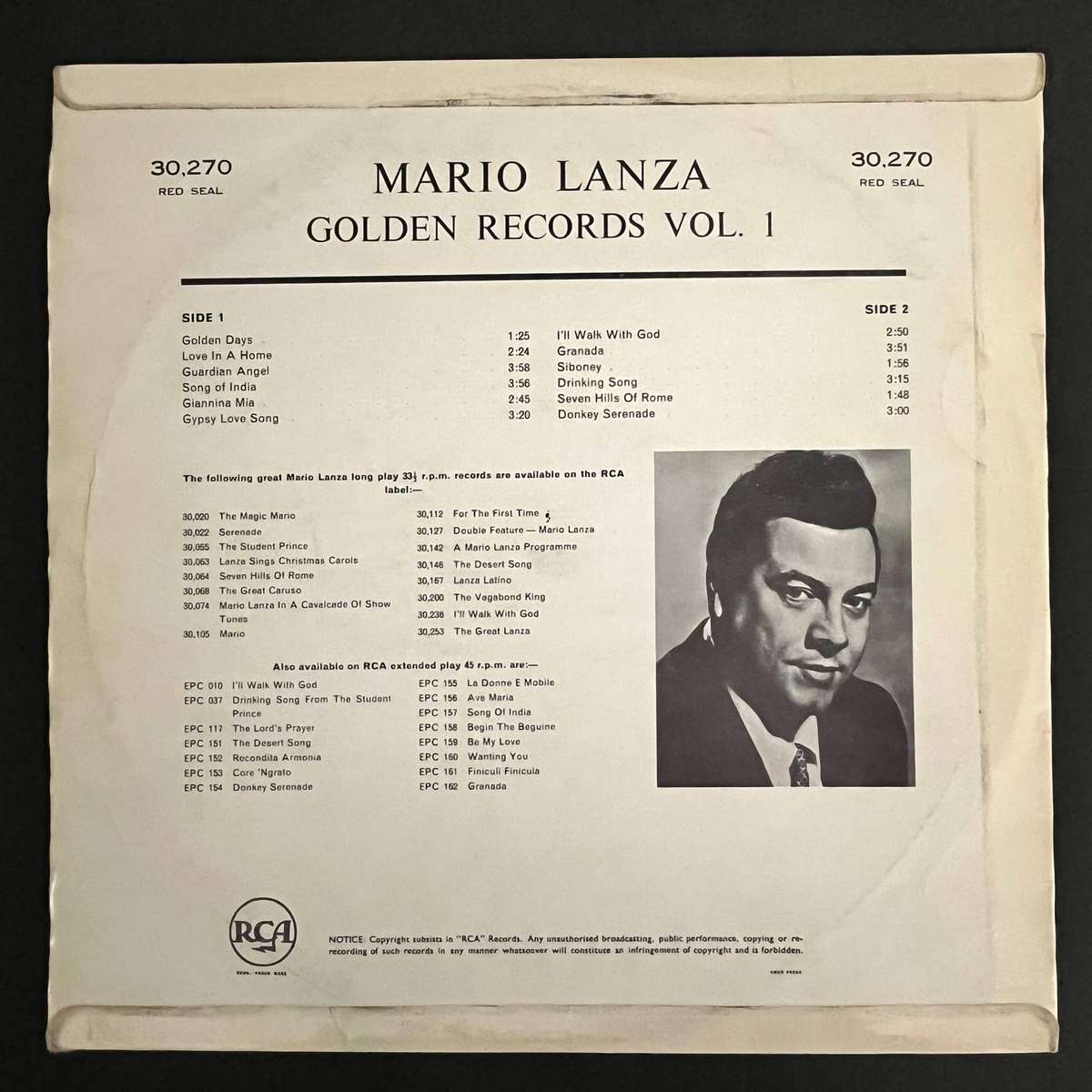 Mario Lanza's Golden Records | Vinyl LP
